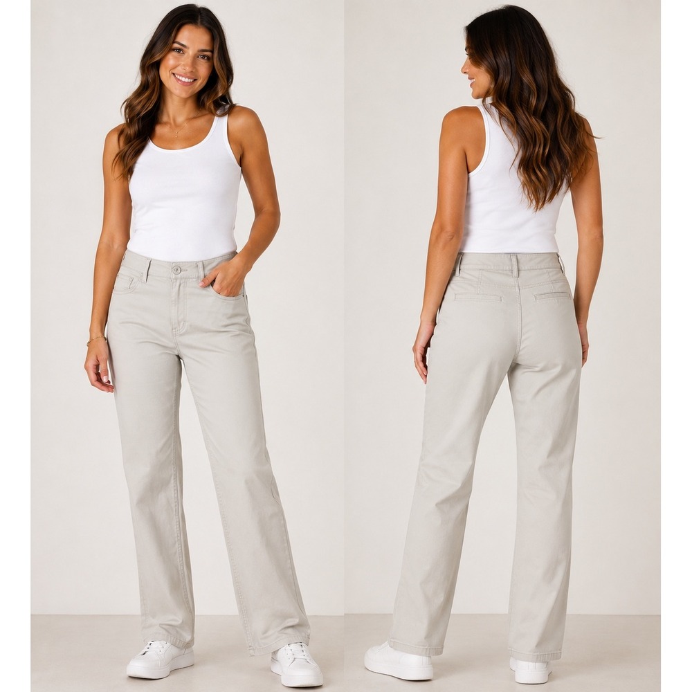 J.Jill Womens Size 10 Stretch Chino Pants Stone Khaki Straight Leg Trousers
